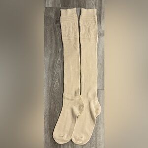 Cream Knee-High Boot Socks